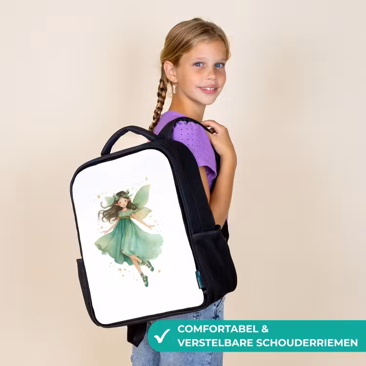 Kinderrugzak - Zwart - Dansende bosfee in smaragdgroen — 3