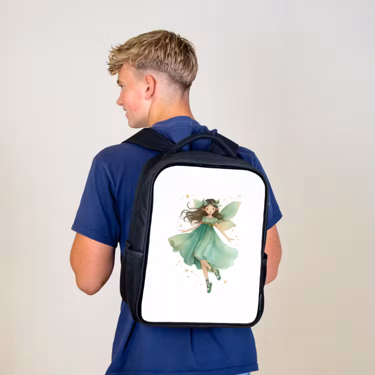 Kinderrugzak - Zwart - Dansende bosfee in smaragdgroen — 6