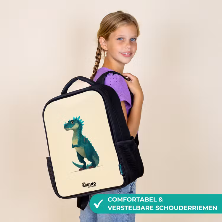 Kinderrugzak - Zwart - Dino - Dier - Blauw - Groen — 3