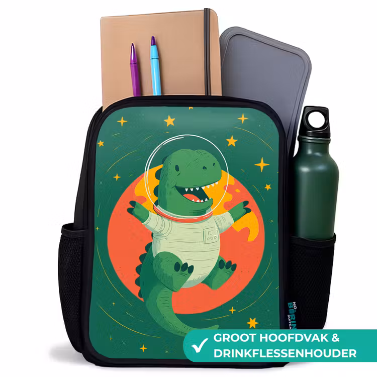 Kinderrugzak - Zwart - Dino - Groen - Planeet — 4