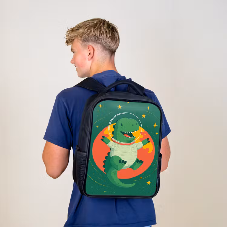 Kinderrugzak - Zwart - Dino - Groen - Planeet — 6