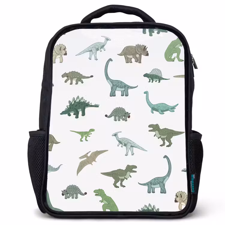 Kinderrugzak - Zwart - Dino - Patroon - Groen — 1