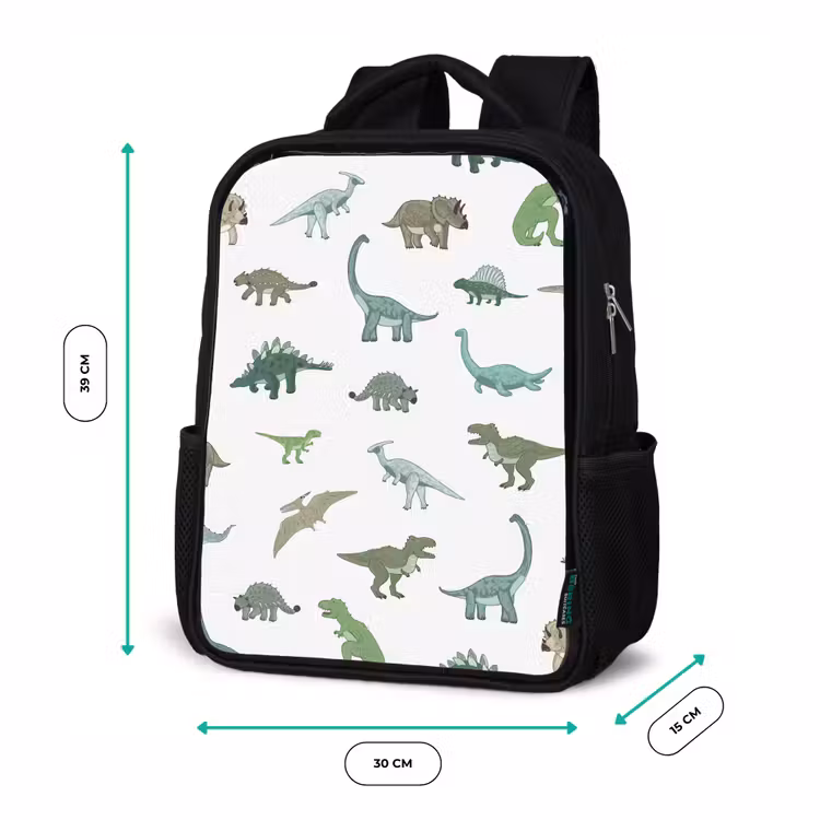 Kinderrugzak - Zwart - Dino - Patroon - Groen — 5