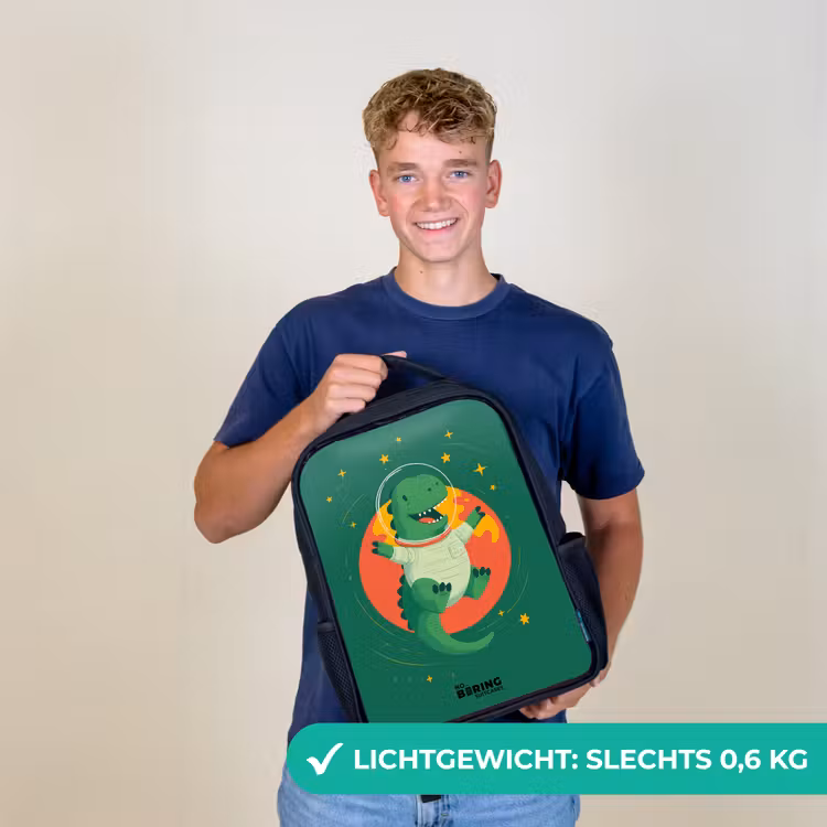 Kinderrugzak - Zwart - Dino - Planeet - Sterren - Groen — 2
