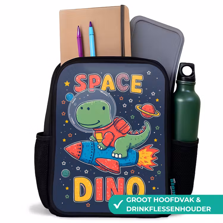 Kinderrugzak - Zwart - Dino - Raket - Kleurrijk β 4