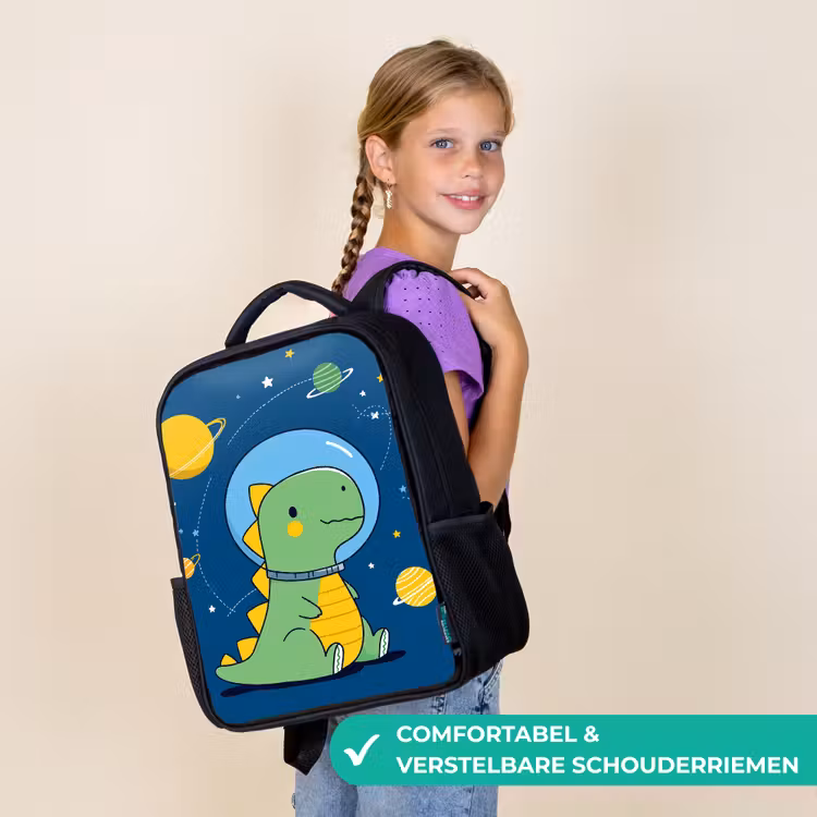 Kinderrugzak - Zwart - Dino - Ruimte - Planeten — 3