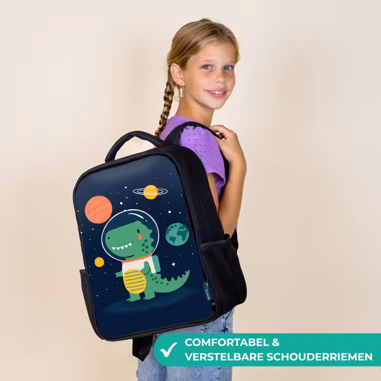 Kinderrugzak - Zwart - Dino - Ruimtepak - Planeten — 3