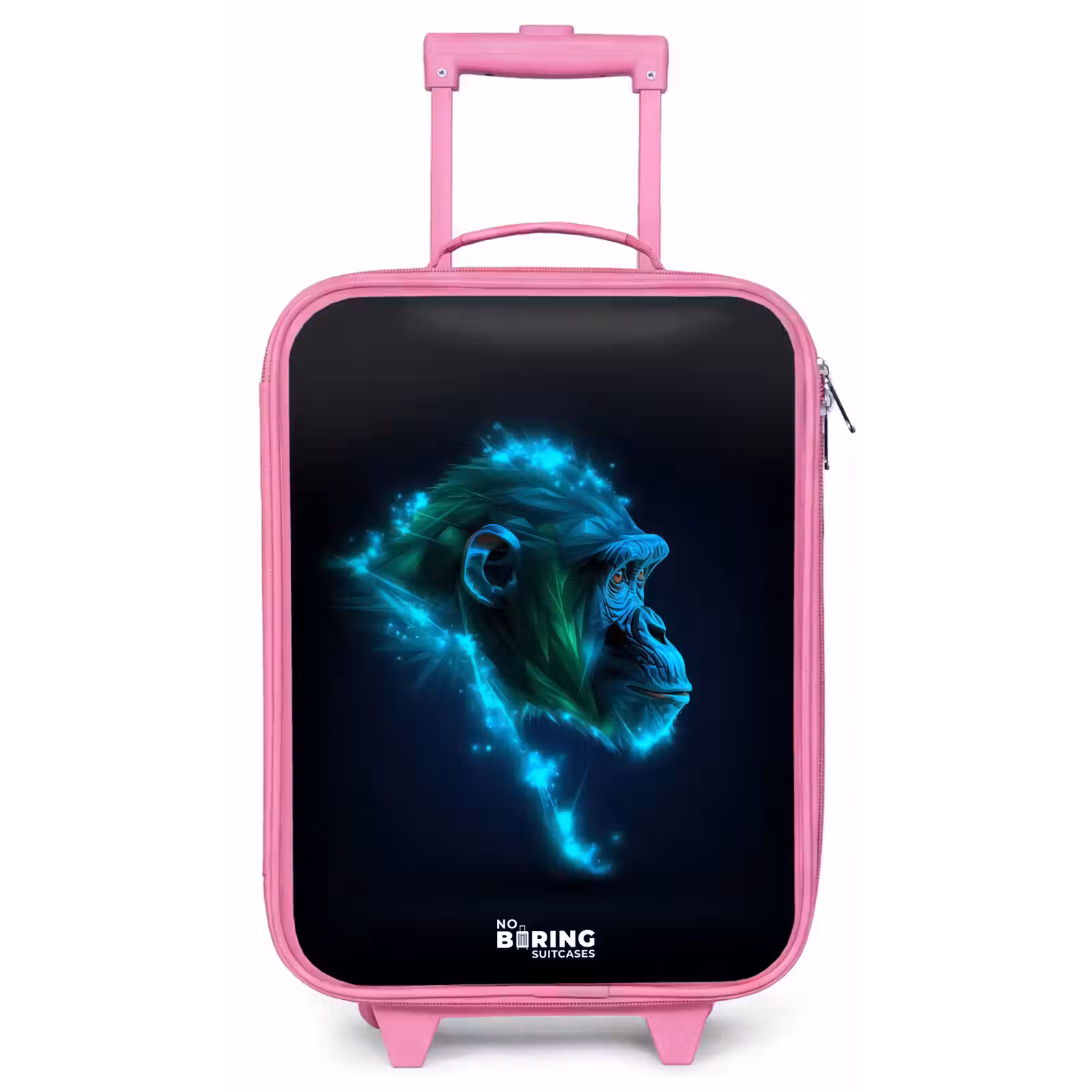 Kinderkoffer - Roze - Neon silhouet van een chimpansee — 1