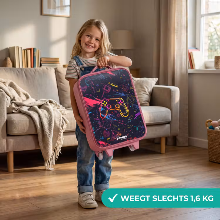 Kinderkoffer - Roze - Gamerwereld in neonstijl — 2