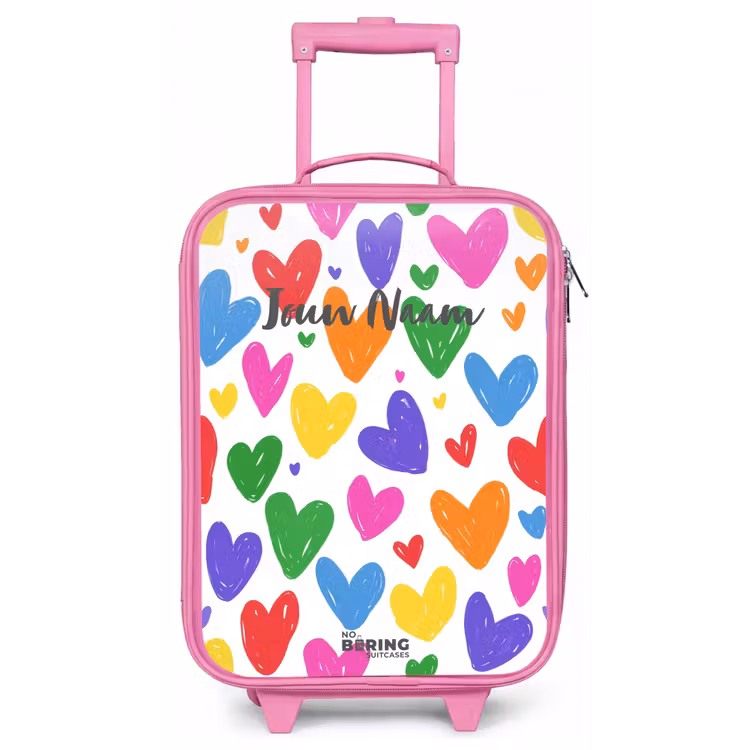 Kinderkoffer - Roze - Gekleurde hartjes — 1