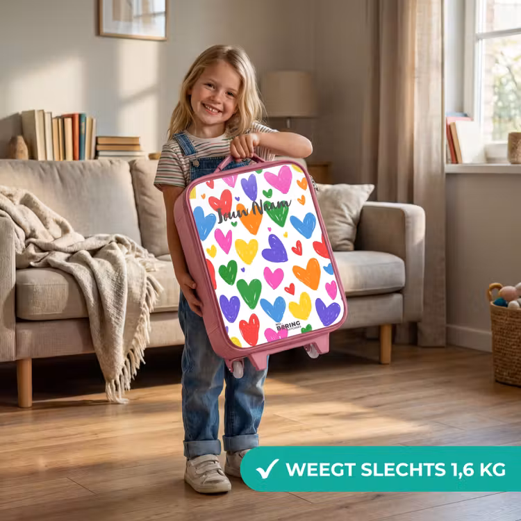 Kinderkoffer - Roze - Gekleurde hartjes — 2