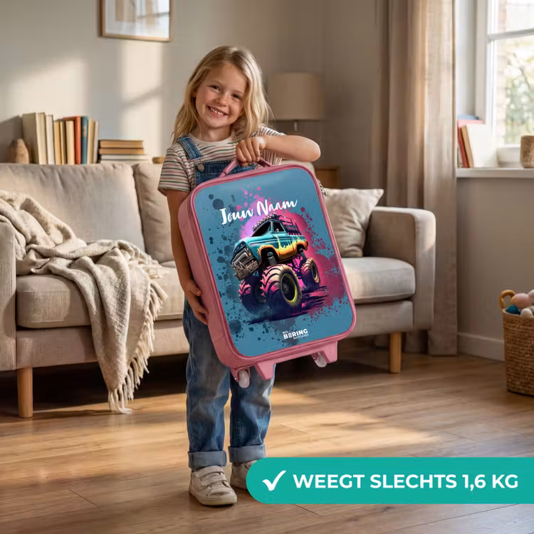 Kinderkoffer - Roze - Monster Wheels — 2