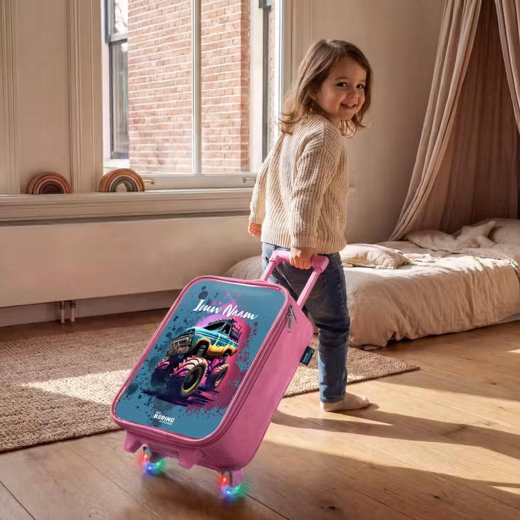 Kinderkoffer - Roze - Monster Wheels — 3