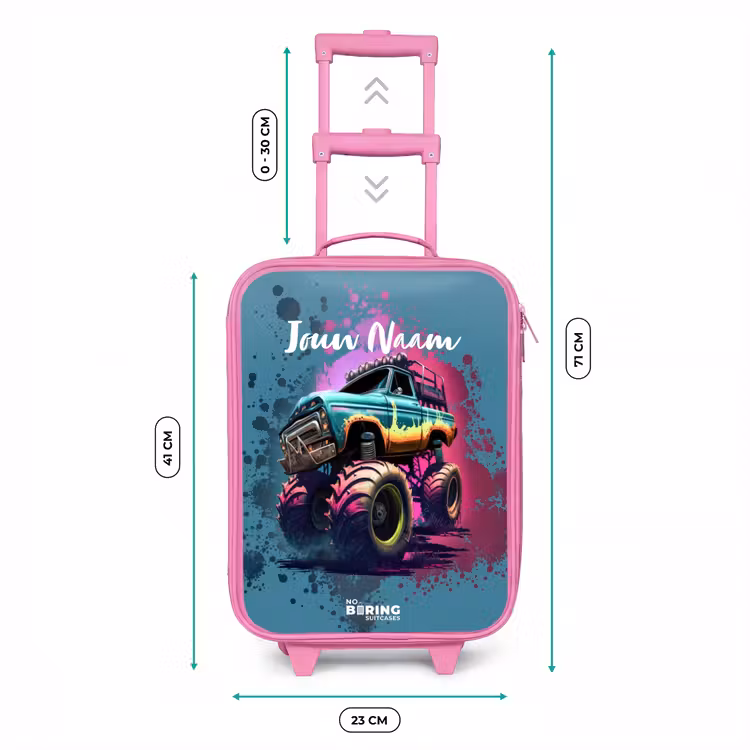 Kinderkoffer - Roze - Monster Wheels — 5