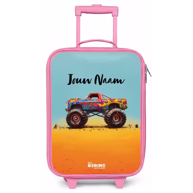 Kinderkoffer - Roze - Monstertruck met Graffiti Print in het Zand — 1