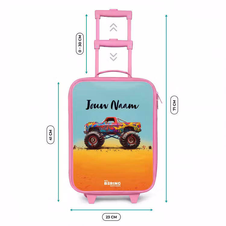 Kinderkoffer - Roze - Monstertruck met Graffiti Print in het Zand — 5
