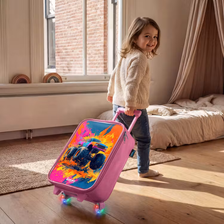 Kinderkoffer - Roze - Monstertruck - Verfspatten - Kleurrijk - Explosie — 3