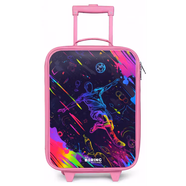 Kinderkoffer - Roze - Neon actievolle voetbalspeler — 1