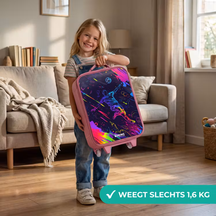 Kinderkoffer - Roze - Neon actievolle voetbalspeler — 2