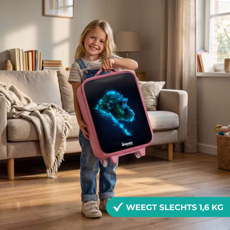 Kinderkoffer - Roze - Neon silhouet van een chimpansee — 2