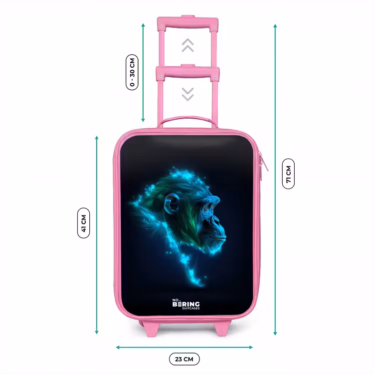 Kinderkoffer - Roze - Neon silhouet van een chimpansee — 5