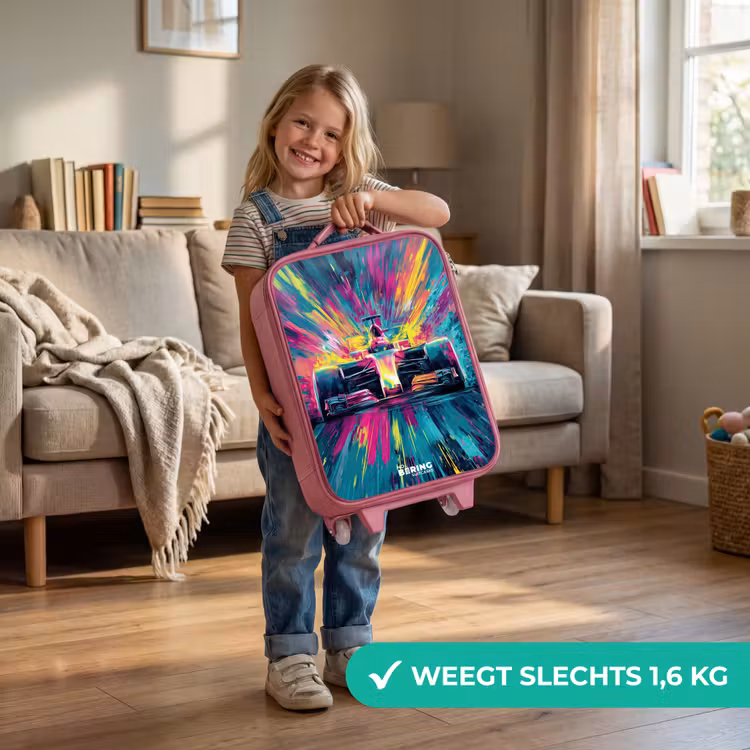 Kinderkoffer - Roze - Raceauto - Explosie - Kleurrijk - Abstract — 2