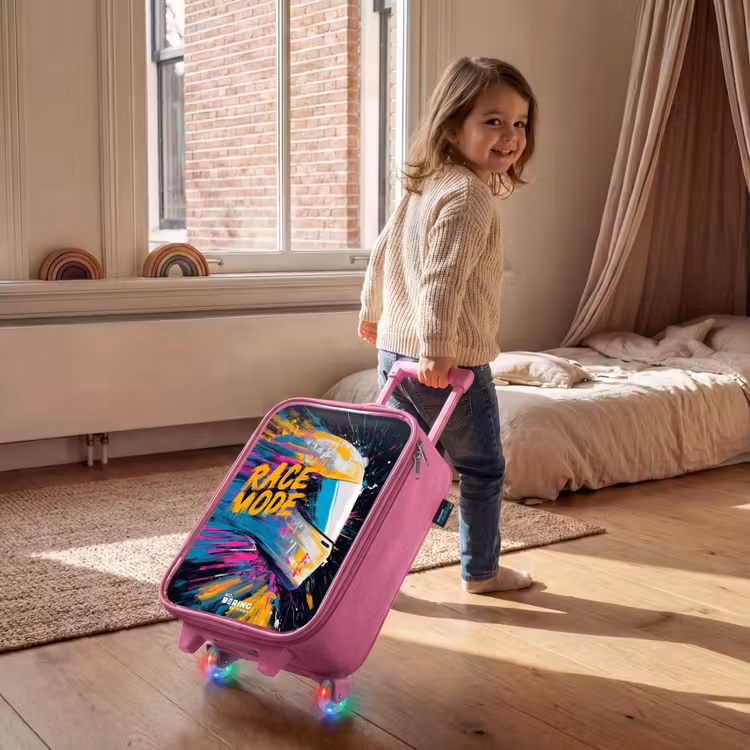 Kinderkoffer - Roze - Racehelm - Verfspatten - Penseelstreken - Race mode — 3