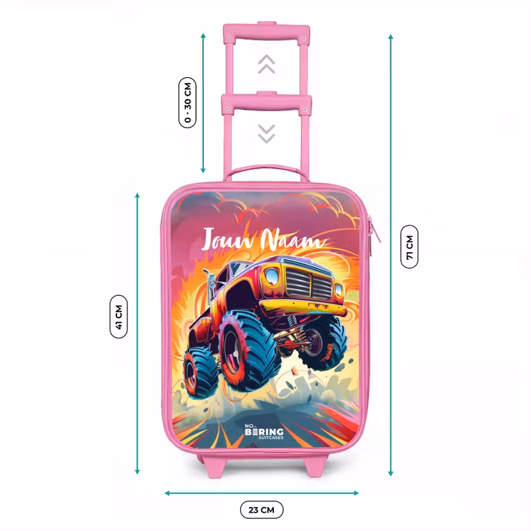 Kinderkoffer - Roze - Roze Monstertruck Vliegt over het Asfalt — 5
