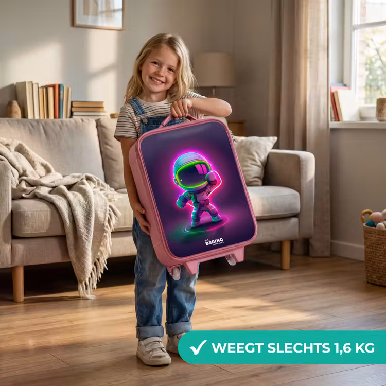 Kinderkoffer - Roze - Space karate neon — 2