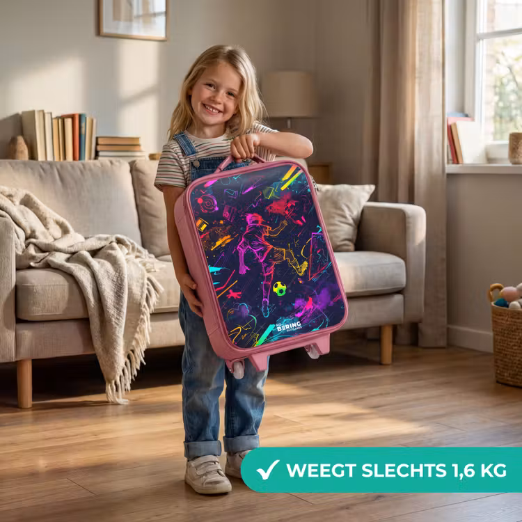 Kinderkoffer - Roze - Straatvoetbal in ruimtekleuren — 2