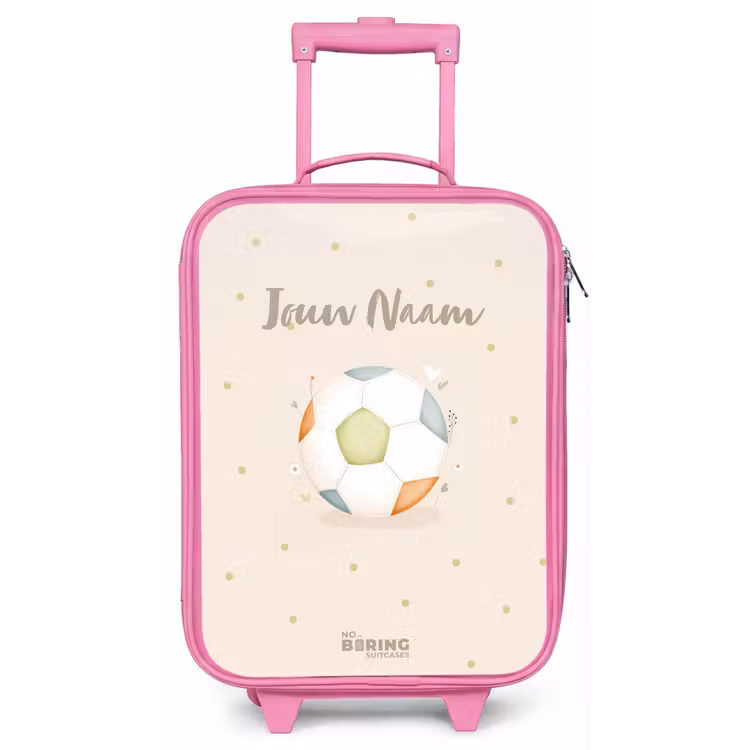 Kinderkoffer - Roze - Voetbal in beige pastel kleuren — 1