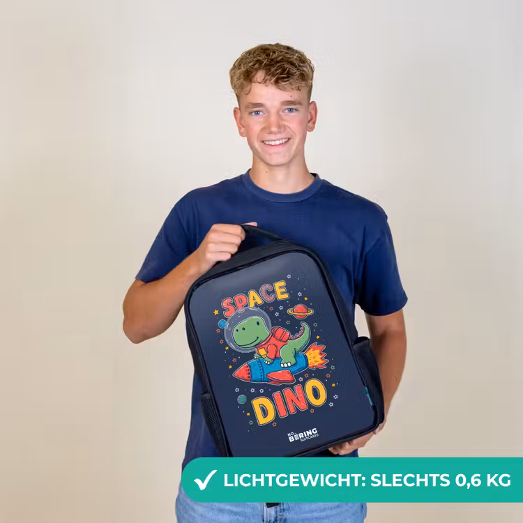 Kinderrugzak - Zwart - Dino - Groen - Raket - Sterren β 2