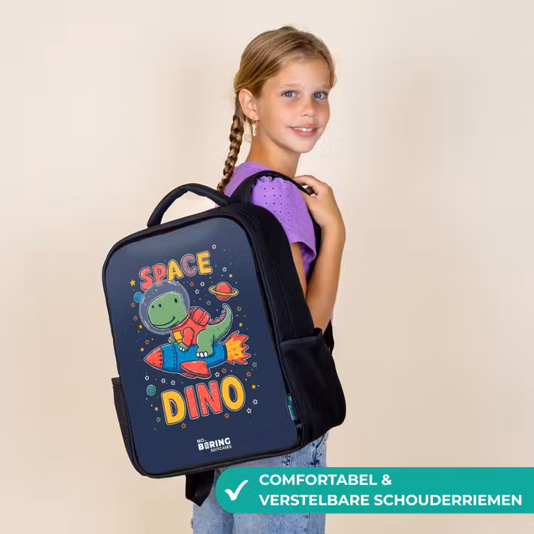 Kinderrugzak - Zwart - Dino - Groen - Raket - Sterren β 3