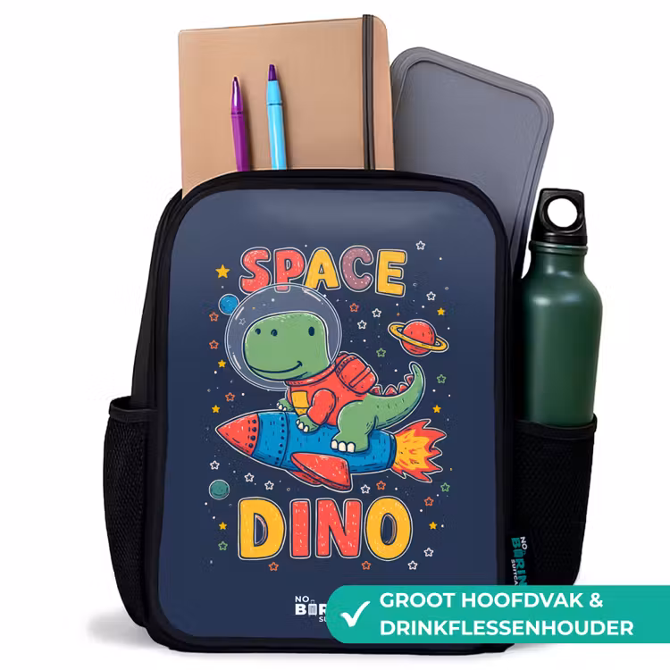Kinderrugzak - Zwart - Dino - Groen - Raket - Sterren β 4