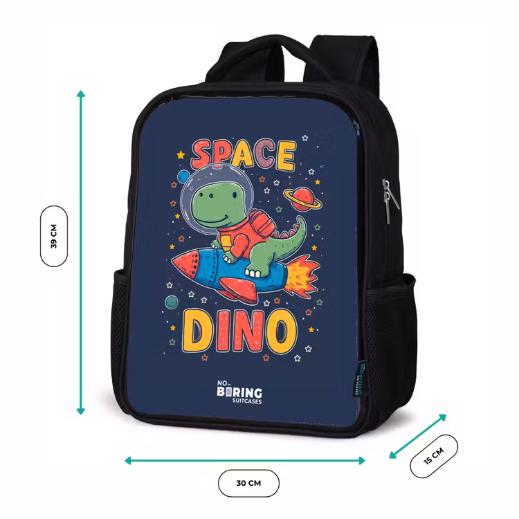 Kinderrugzak - Zwart - Dino - Groen - Raket - Sterren β 5
