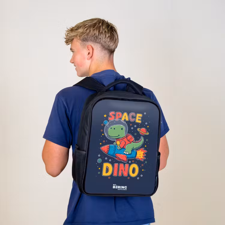 Kinderrugzak - Zwart - Dino - Groen - Raket - Sterren β 6