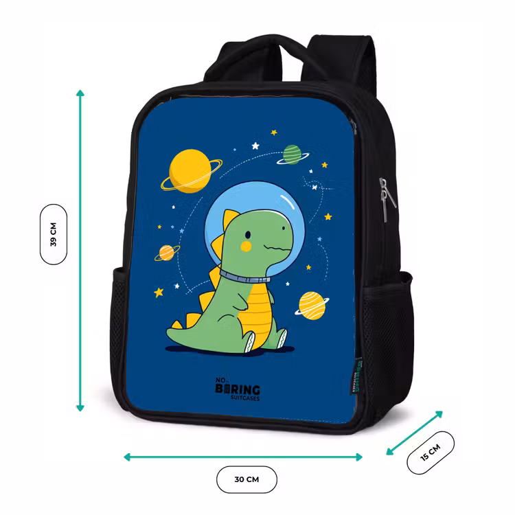 Kinderrugzak - Zwart - Dino - Planeet - Ster - Blauw — 5