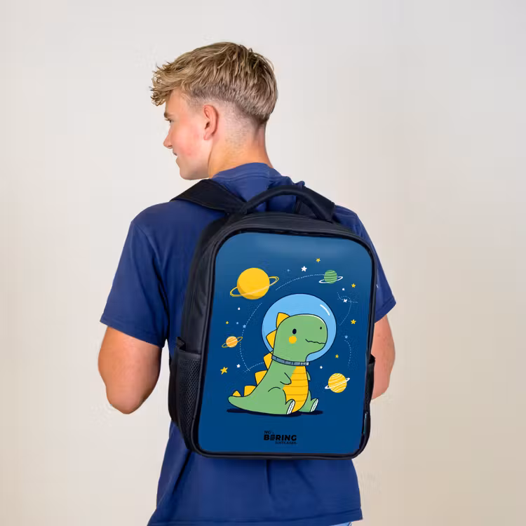 Kinderrugzak - Zwart - Dino - Planeet - Ster - Blauw — 6