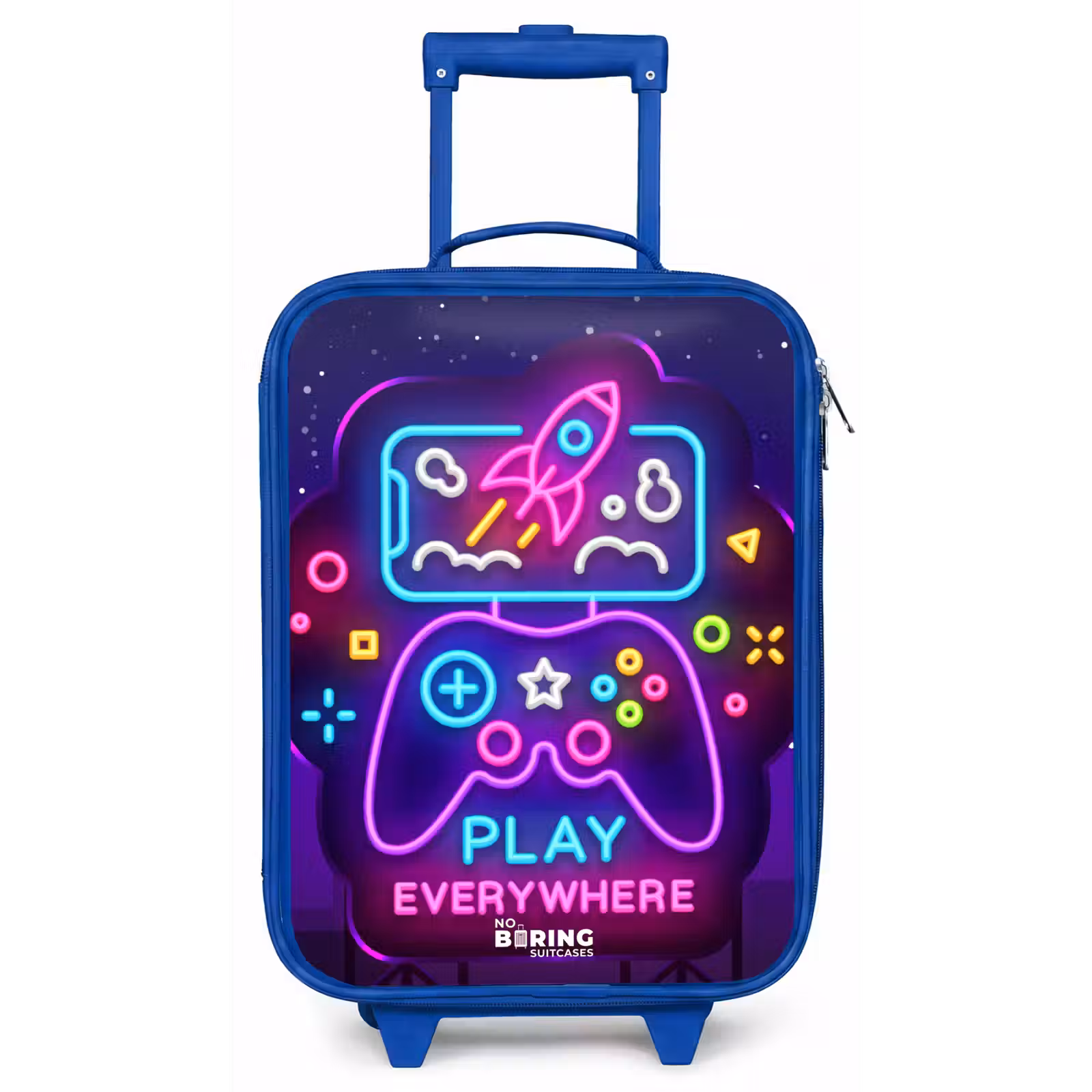 Kinderkoffer - Blauw - Neonillustratie met een controller — 1