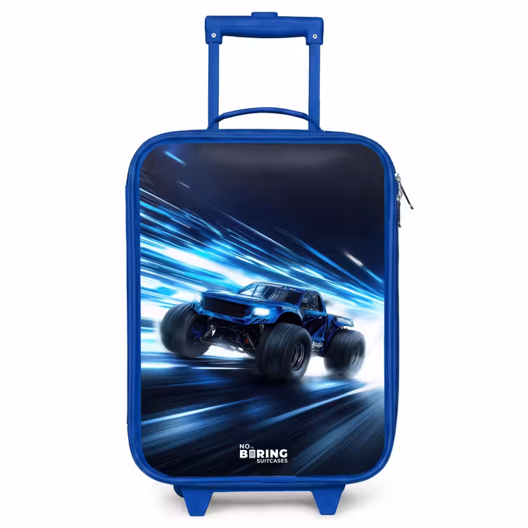 Kinderkoffer - Blauw - Monstertruck raast door lichtsnelheid — 1