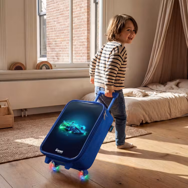 Kinderkoffer - Blauw - Neon racewagen in digitale stijl — 3