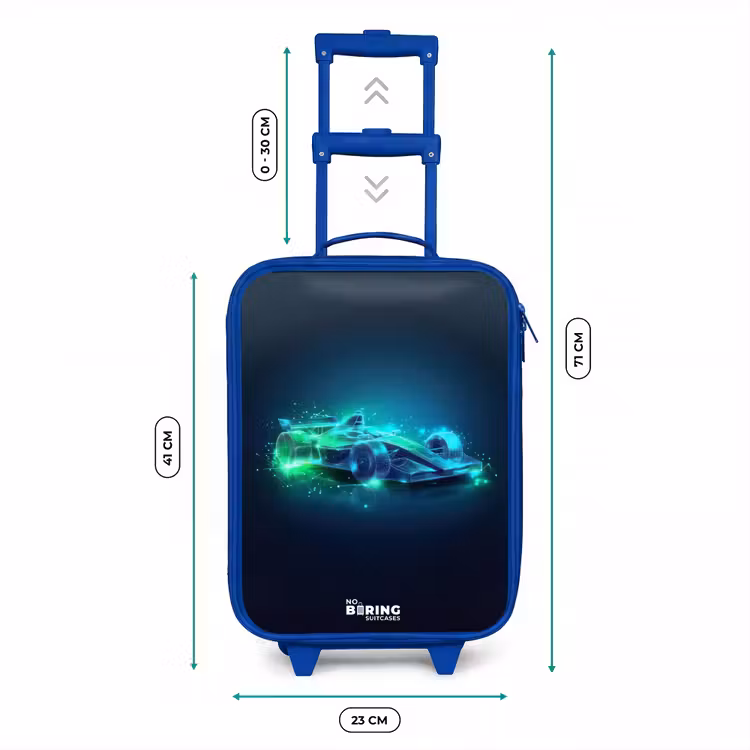 Kinderkoffer - Blauw - Neon racewagen in digitale stijl — 6