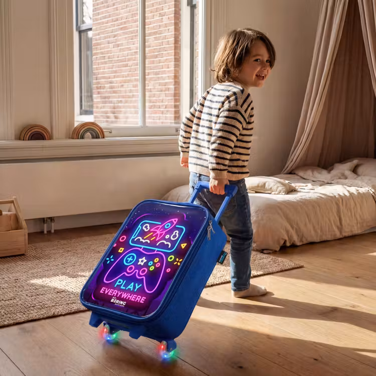 Kinderkoffer - Blauw - Neonillustratie met een controller — 3