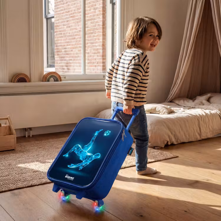 Kinderkoffer - Blauw - Omhaal in blauw neonvoetbal — 3