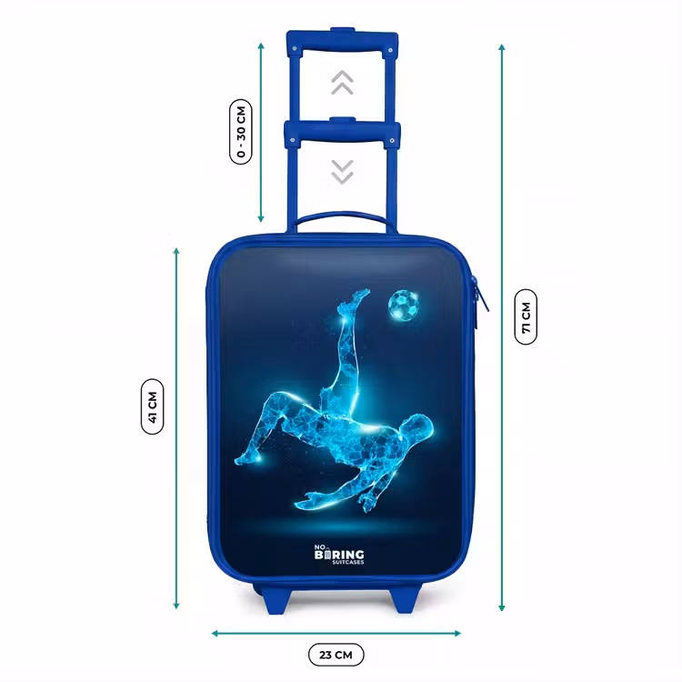 Kinderkoffer - Blauw - Omhaal in blauw neonvoetbal — 6
