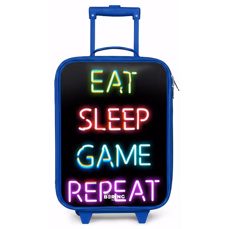 Kinderkoffer - Blauw - Qoute met neon lichten — 1