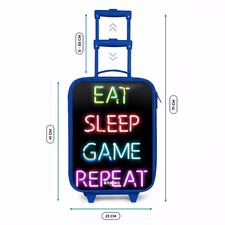 Kinderkoffer - Blauw - Qoute met neon lichten — 6