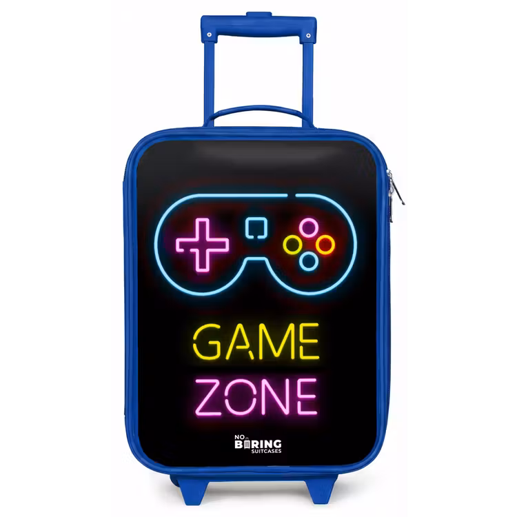 Kinderkoffer - Blauw - Qoute met neonkleuren — 1