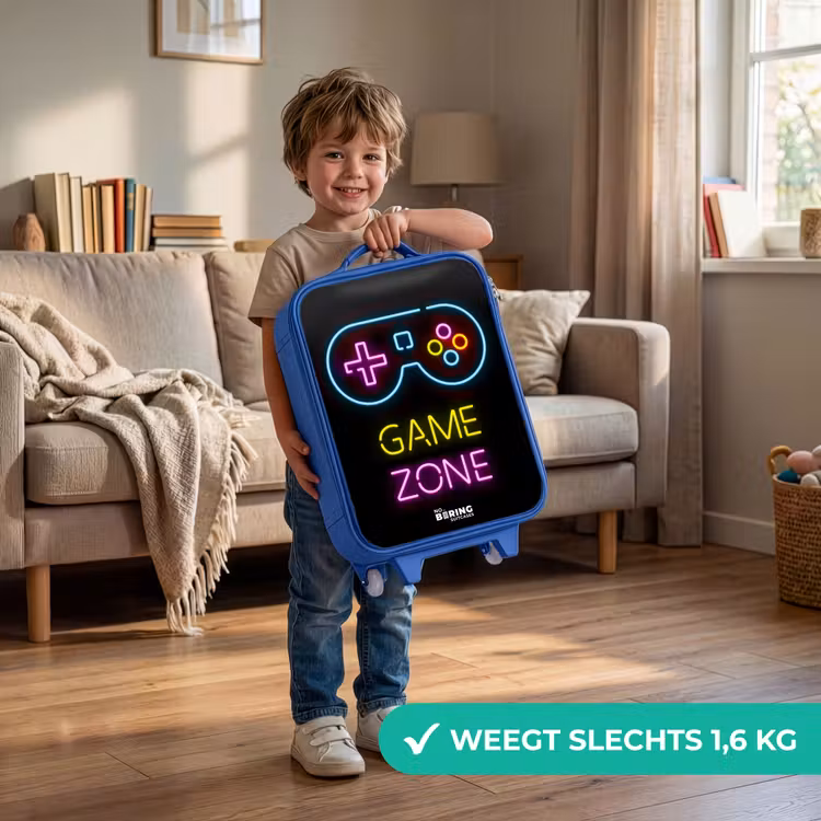 Kinderkoffer - Blauw - Qoute met neonkleuren — 2