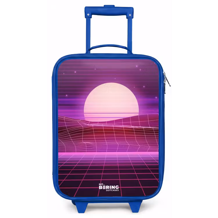 Kinderkoffer - Blauw - Rasterlandschap met zon — 1